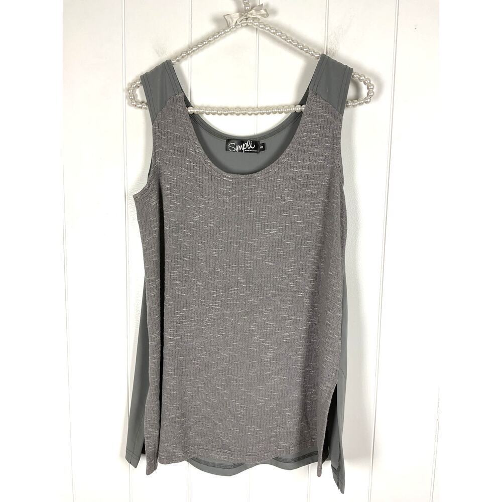 SYMPLI Wrinkle Free Travel Gray Call It A Day A Line Tank Top Size 8